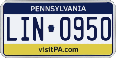 PA license plate LIN0950