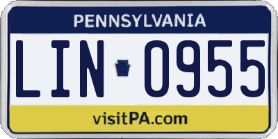 PA license plate LIN0955