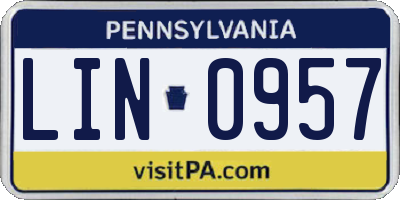 PA license plate LIN0957
