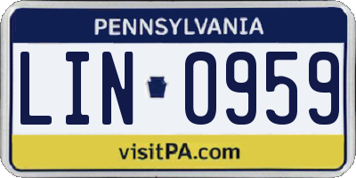 PA license plate LIN0959