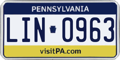 PA license plate LIN0963