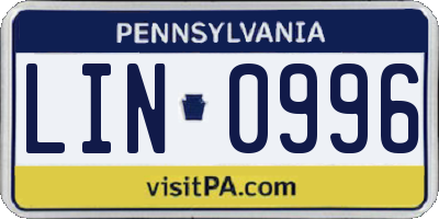 PA license plate LIN0996