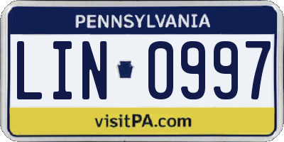 PA license plate LIN0997