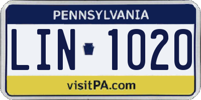 PA license plate LIN1020