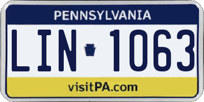 PA license plate LIN1063