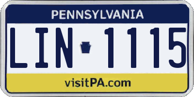 PA license plate LIN1115
