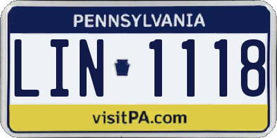 PA license plate LIN1118
