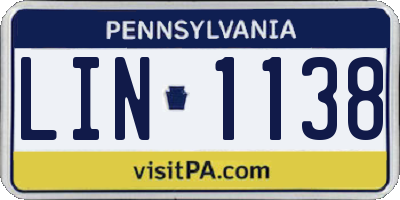 PA license plate LIN1138