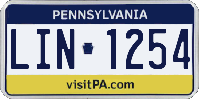 PA license plate LIN1254