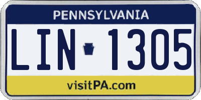 PA license plate LIN1305