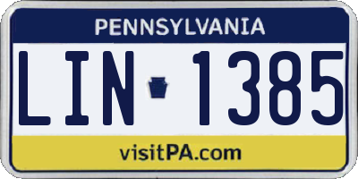 PA license plate LIN1385