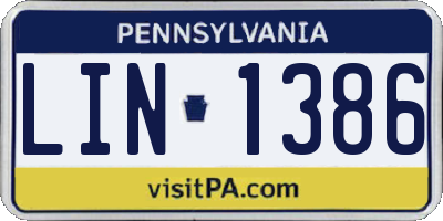 PA license plate LIN1386