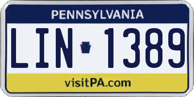 PA license plate LIN1389