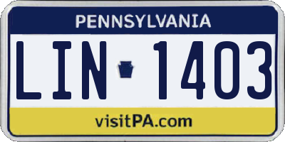 PA license plate LIN1403