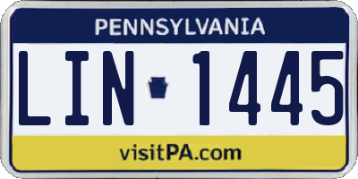 PA license plate LIN1445