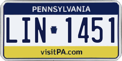 PA license plate LIN1451