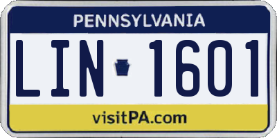 PA license plate LIN1601