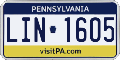 PA license plate LIN1605