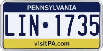 PA license plate LIN1735