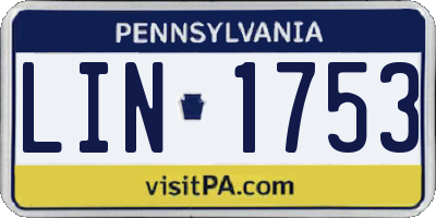 PA license plate LIN1753