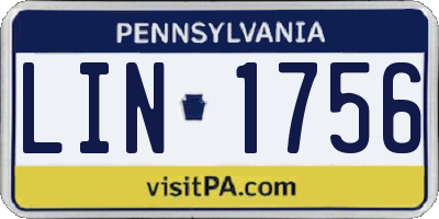 PA license plate LIN1756