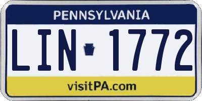 PA license plate LIN1772