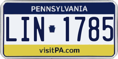 PA license plate LIN1785