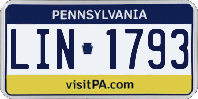 PA license plate LIN1793