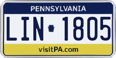 PA license plate LIN1805