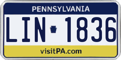 PA license plate LIN1836