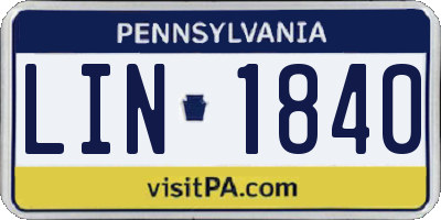 PA license plate LIN1840