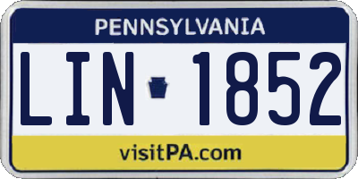 PA license plate LIN1852