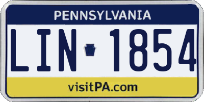 PA license plate LIN1854