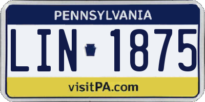 PA license plate LIN1875