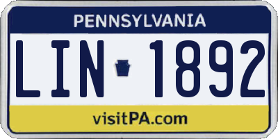 PA license plate LIN1892
