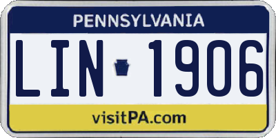 PA license plate LIN1906