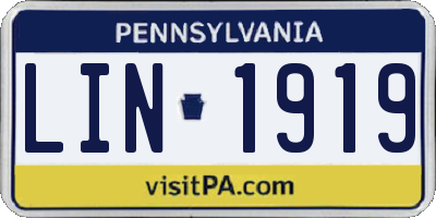 PA license plate LIN1919