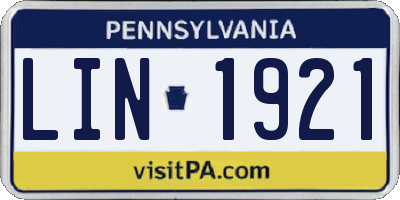 PA license plate LIN1921