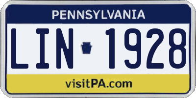 PA license plate LIN1928