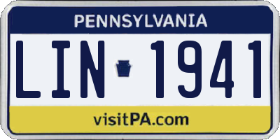 PA license plate LIN1941