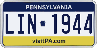 PA license plate LIN1944