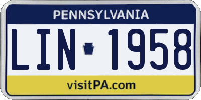 PA license plate LIN1958