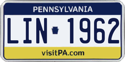 PA license plate LIN1962