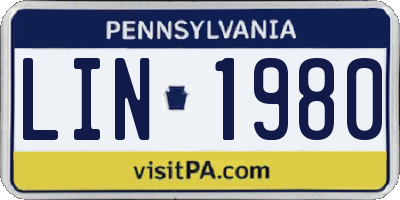 PA license plate LIN1980