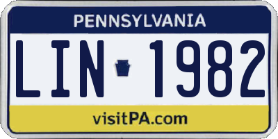 PA license plate LIN1982