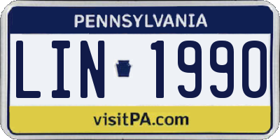 PA license plate LIN1990
