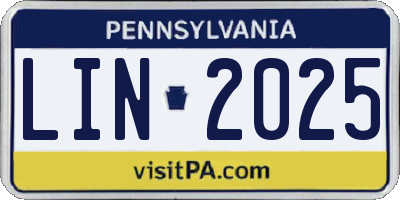 PA license plate LIN2025