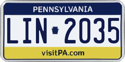 PA license plate LIN2035
