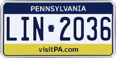 PA license plate LIN2036
