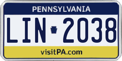 PA license plate LIN2038